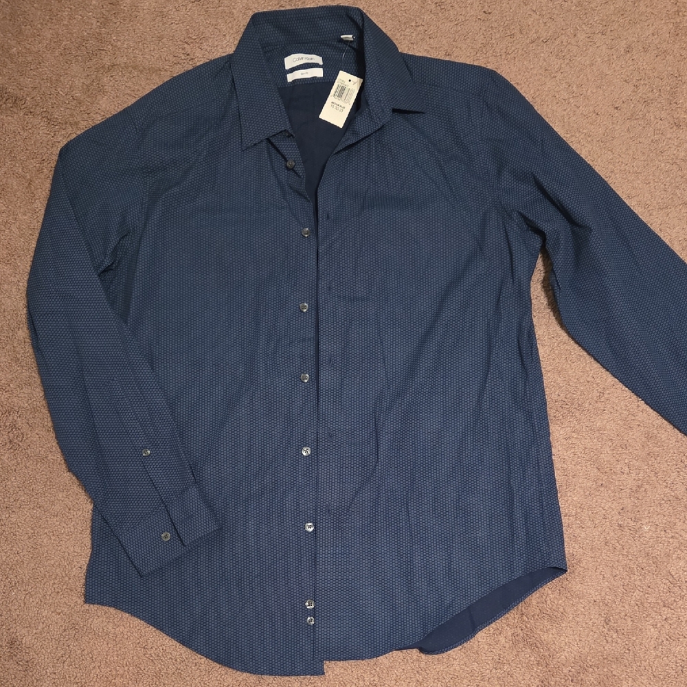 *NWT* Calvin Klein Navy Casual Button Down Shirt